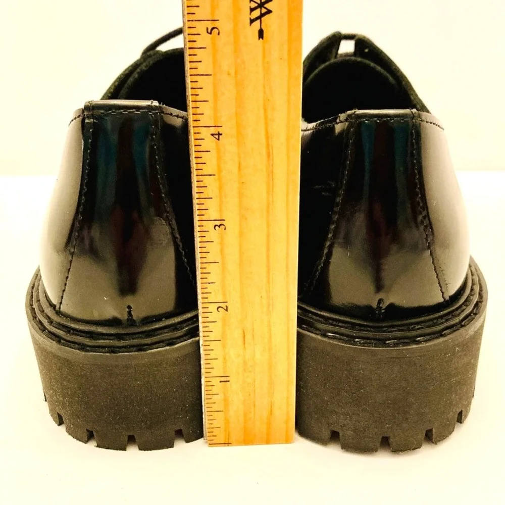 Maeve Anthropologie Platform Oxfords Womens 8 EU‎ 39 Black Leather Lug Sole - Picture 10 of 11
